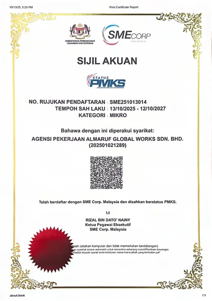 SME Corp certificate